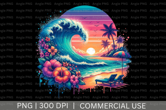 Bring Coastal Calm to Your Projects with a Watercolor Beach Sunset PNG