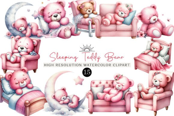 Designing with Heart: The Versatility of Sleeping Teddy Bear Clipart