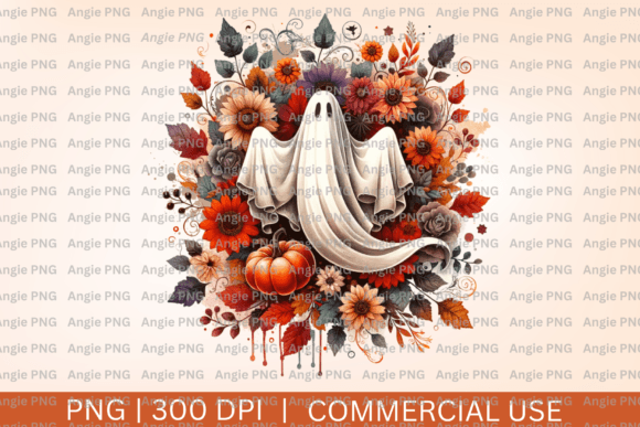 Ghost Pumpkin Fall Floral Halloween PNG: A Designer's Seasonal Asset