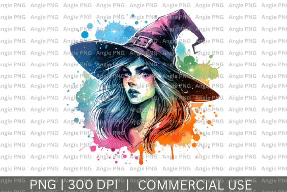 Halloween Watercolor Witch PNG Clipart