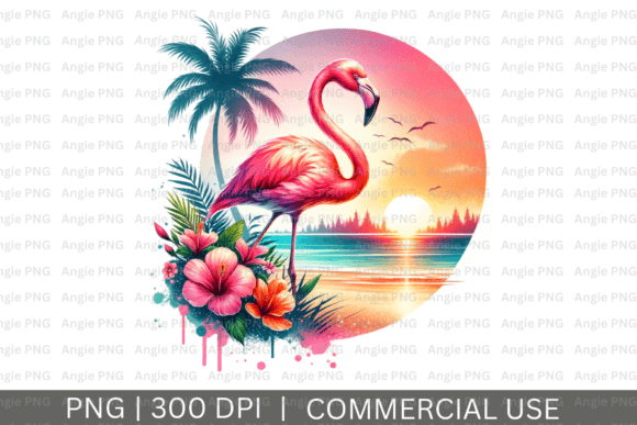 Pink Flamingo Sunset PNG Clipart: Your Vibrant Design Solution