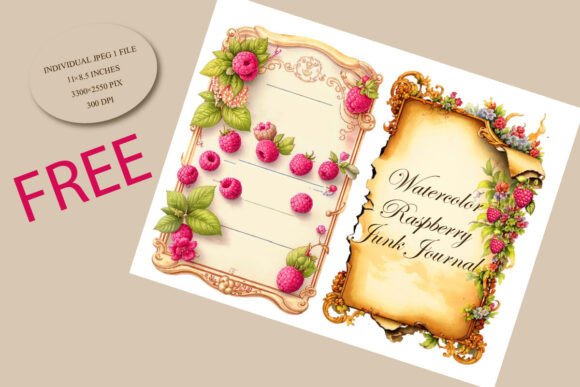 Raspberry Junk Journal Background: A Vintage Digital Canvas