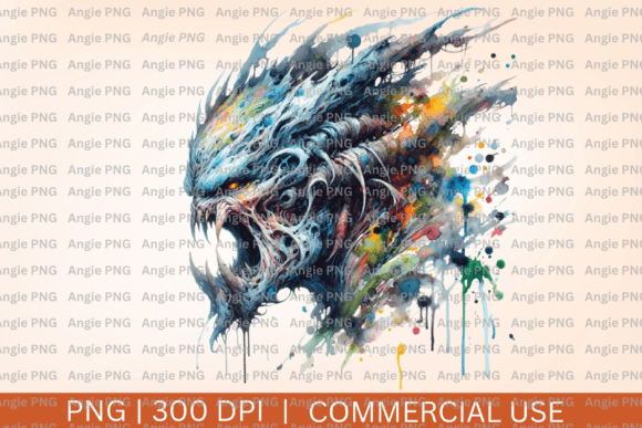 Unleash Playful Energy with Watercolor Monster PNG Clipart