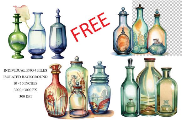 Watercolor Bottles Clipart: Elevate Your Creative Projects
