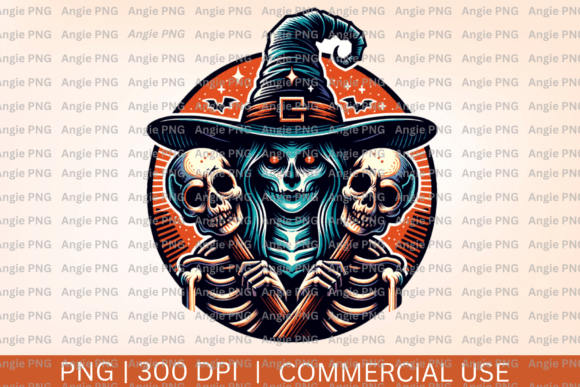 Witch and Skeletons PNG Clipart for Creative Projects